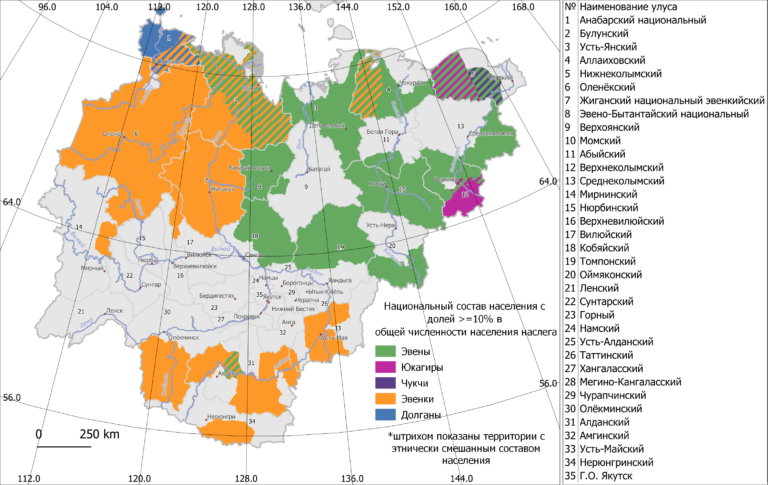 Карта расселения КМНС в Республике Саха (Якутия)